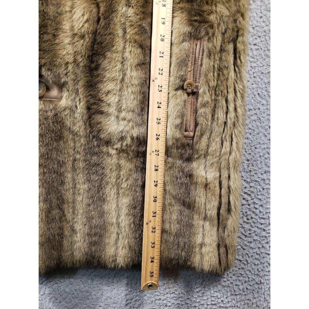 Dennis Basso Reversible Jacket Women's Medium Faux Fur Suede Button Up Coat - Picture 5 of 13